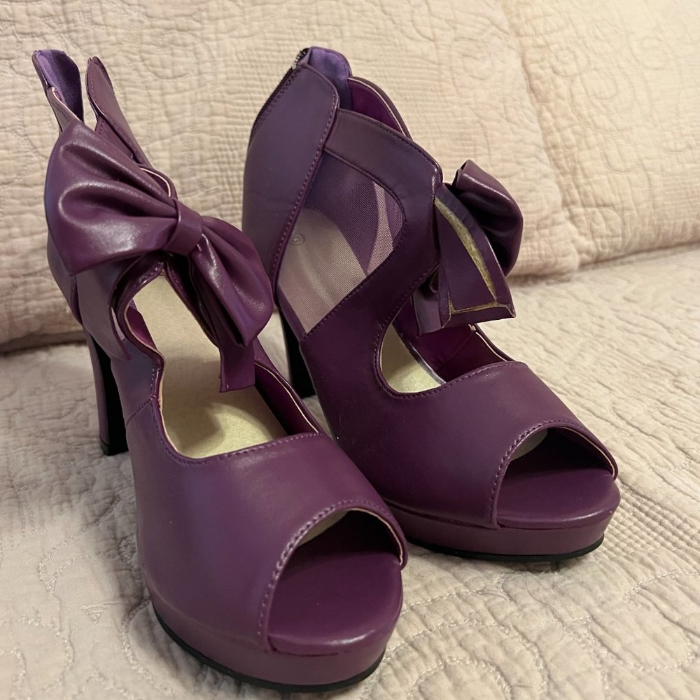 Purple Open Toe Platform High Heels